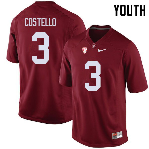 Youth #3 K.J. Costello Stanford Cardinal College Football Jerseys Sale-Cardinal
